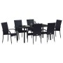 Conjunto de Comedor de Jardín 7 pcs Negro Poliratán