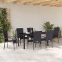 Conjunto de Comedor de Jardín 7 pcs Negro Poliratán