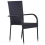 Conjunto de Comedor de Jardín 7 pcs Negro Poliratán