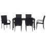 Conjunto de Comedor de Jardín 7 pcs Negro Poliratán