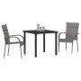 Conjunto de Comedor de Jardín 3 pcs Gris Poliratán