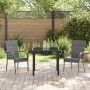 Conjunto de Comedor de Jardín 3 pcs Gris Poliratán