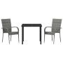 Conjunto de Comedor de Jardín 3 pcs Gris Poliratán