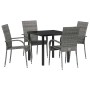 Conjunto de Comedor de Jardín 5 pcs Gris Poliratán