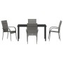 Conjunto de Comedor de Jardín 5 pcs Gris Poliratán