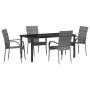 Conjunto de Comedor de Jardín 5 pcs Gris Poliratán