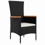 Conjunto de Comedor de Jardín con cojín 5 pcs Negro Poliratán