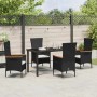 Conjunto de Comedor de Jardín con cojín 5 pcs Negro Poliratán