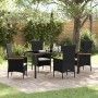 Conjunto de Comedor de Jardín con cojín 5 pcs Negro Poliratán