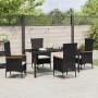 Conjunto de Comedor de Jardín con cojín 5 pcs Negro Poliratán