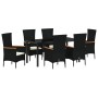 Conjunto de Comedor de Jardín con cojín 7 pcs Negro Poliratán