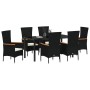Conjunto de Comedor de Jardín con cojín 7 pcs Negro Poliratán