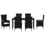 Conjunto de Comedor de Jardín con cojín 7 pcs Negro Poliratán