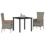 Conjunto de Comedor de Jardín con cojín 3 pcs Gris Poliratán