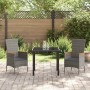 Conjunto de Comedor de Jardín con cojín 3 pcs Gris Poliratán