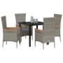 Conjunto de Comedor de Jardín con cojín 5 pcs Gris Poliratán