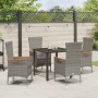 Conjunto de Comedor de Jardín con cojín 5 pcs Gris Poliratán