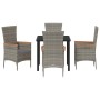 Conjunto de Comedor de Jardín con cojín 5 pcs Gris Poliratán