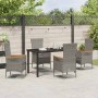 Conjunto de Comedor de Jardín con cojín 5 pcs Gris Poliratán