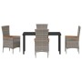 Conjunto de Comedor de Jardín con cojín 5 pcs Gris Poliratán