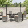 Conjunto de Comedor de Jardín con cojín 5 pcs Gris Poliratán