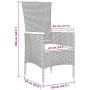 Conjunto de Comedor de Jardín con cojín 5 pcs Gris Poliratán