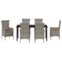 Conjunto de Comedor de Jardín con cojín 7 pcs Gris Poliratán