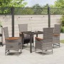 Conjunto de Comedor de Jardín con cojín 5 pcs Gris Poliratán