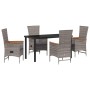 Conjunto de Comedor de Jardín con cojín 5 pcs Gris Poliratán