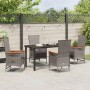 Conjunto de Comedor de Jardín con cojín 5 pcs Gris Poliratán