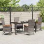Conjunto de Comedor de Jardín con cojín 5 pcs Gris Poliratán