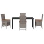 Conjunto de Comedor de Jardín con cojín 5 pcs Gris Poliratán