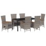 Conjunto de Comedor de Jardín con cojín 7 pcs Gris Poliratán