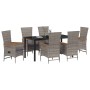 Conjunto de Comedor de Jardín con cojín 7 pcs Gris Poliratán