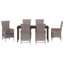 Conjunto de Comedor de Jardín con cojín 7 pcs Gris Poliratán
