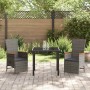 Conjunto de Comedor de Jardín con cojín 3 pcs Gris Poliratán