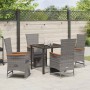Conjunto de Comedor de Jardín con cojín 5 pcs Gris Poliratán