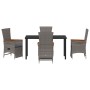Conjunto de Comedor de Jardín con cojín 5 pcs Gris Poliratán