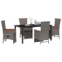 Conjunto de Comedor de Jardín con cojín 5 pcs Gris Poliratán