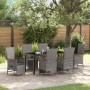 Conjunto de Comedor de Jardín con cojín 7 pcs Gris Poliratán