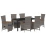 Conjunto de Comedor de Jardín con cojín 7 pcs Gris Poliratán