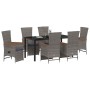 Conjunto de Comedor de Jardín con cojín 7 pcs Gris Poliratán