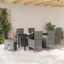 Conjunto de Comedor de Jardín con cojín 7 pcs Gris Poliratán