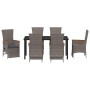 Conjunto de Comedor de Jardín con cojín 7 pcs Gris Poliratán