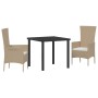 Conjunto de Comedor de Jardín 3 pcs Beige ratán sintético