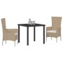 Conjunto de Comedor de Jardín 3 pcs Beige ratán sintético