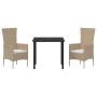 Conjunto de Comedor de Jardín 3 pcs Beige ratán sintético