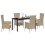 Conjunto de Comedor de Jardín 5 pcs Beige ratán sintético