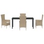 Conjunto de Comedor de Jardín 5 pcs Beige ratán sintético