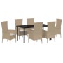 Conjunto de Comedor de Jardín 7 pcs Beige ratán sintético